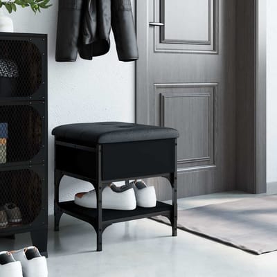 vidaXL - Schoenenbank - 42x42x45 - cm - bewerkt - hout - zwart
