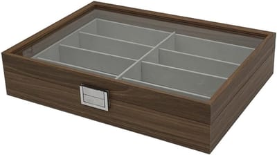 Opbergdoos voor zonnebrillen van walnoothout, 8 opbergvakken voor zonnebrillen, vitrine, organizer voor brillen, sieradenverzamelaars
