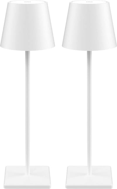 2 Stuks - Oplaadbare Tafellamp - Dimbaar - Aluminium - Bureaulamp - Waterdicht - 38CM - Wit