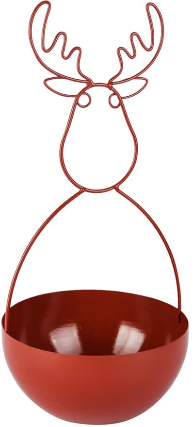 Dekoratief | Bowl m/rendier, rood, metaal, 16x16x32cm | A255389