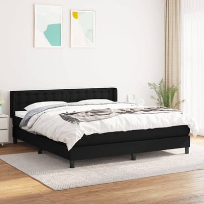 vidaXL - Boxspring - met - matras - stof - zwart - 180x200 - cm