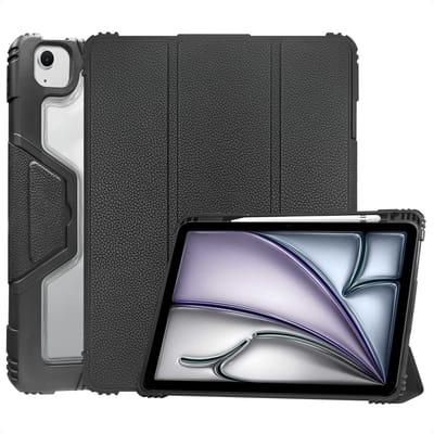 Accezz Tablet Hoes - Geschikt voor Apple iPad Air 5 (2022) / Air 4 (2020) / Air 11 inch (2026) M4 / Air 11 inch (2025) M3 / Air 11 inch (2024) M2 - Trifold Bookcase - Zwart