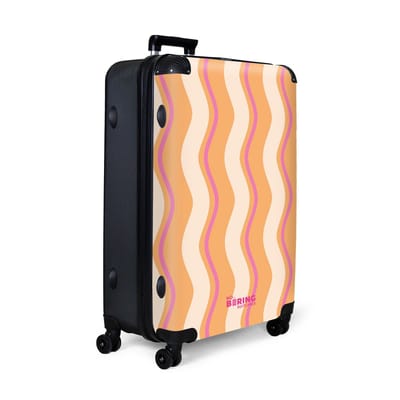 NoBoringSuitcases.com® - Koffer groot - Reiskoffer lichtgewicht - Golvende strepen in oranje en roze - Rolkoffer met 4 wielen - Grote trolley XL - 98 - 100 liter bagage