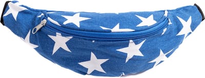 KIMU® Banaan Blauw Witte Sterren Heuptas - Fanny Pack Met Voorvak - Zwarte Band - USA VS Amerika Sterretjes Vlag Festival