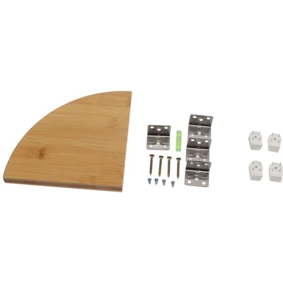 Wandmontage Hoekrek Ventilatorvormig Massief Hout Opbergrek en Montageset voor Keuken Woonkamer 22x22cm / 8.7x8.7in gray