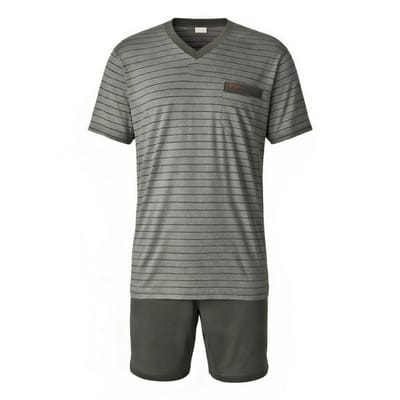 Gentlemen - heren shortama 412026 - korte heren pyjama - 100% katoen - V-hals - groen maat M