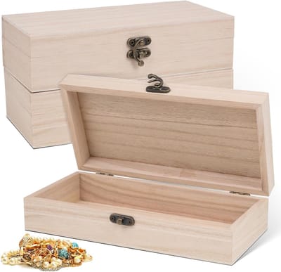 Houten Opbergdoos met Deksel - Set van 3 - 20 x 10 x 5 cm - Sieraden, Cadeaus en Kleine Voorwerpen Opslag