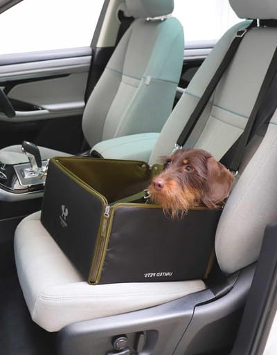 Hondentransportbox - Autozitje Hond - Veilig Reizen - Gemaakt van Gerecycled Materiaal - 38x33x20 cm - Zwart Groen