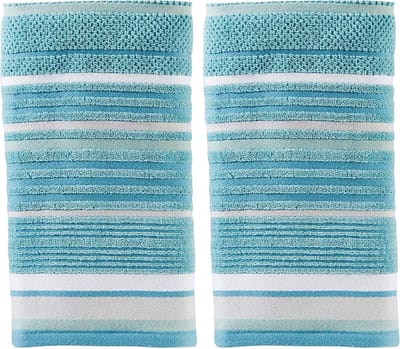 Famanu – Handdoekenset 2-delig, zachte katoenmix, ideaal voor badkamer en gastengebruik, groenblauw