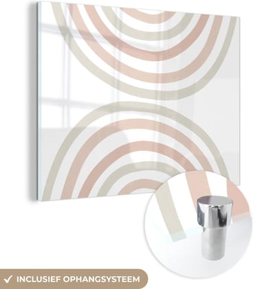 MuchoWow® Glasschilderij 120x90 cm - Schilderij acrylglas - Regenboog - Design - Pastel - Foto op glas - Schilderijen