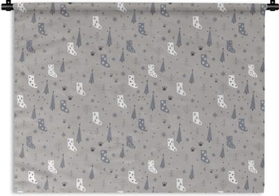 Wandkleed - Wanddoek - Sokken - Patronen - Kerst - 120x90 cm - Wandtapijt