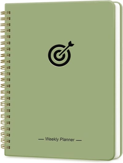Ongedateerde weekplanner B5 spiraalbinding groen - Dagelijkse planner notitieboek voor takenlijst doelen en gewoontetracker