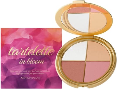 4-in-1 Oogschaduw Palette met Metallic Oogschaduw, Highlighters en Blushers voor een Stralende Make-up Look en Perfecte Contouren