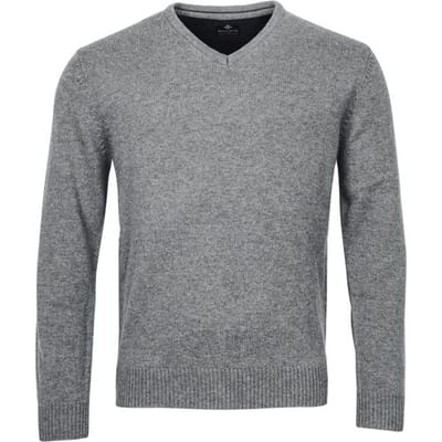 Baileys Trui Lambswool V-Neck Single Knit Midden Grijs / male