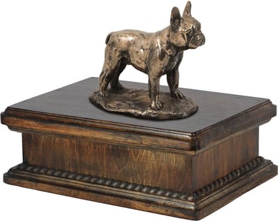 Elegante urn voor Franse Bulldog met beeldje van hond