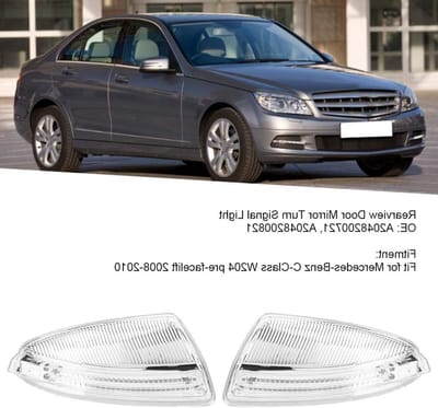 Set Zijkanten Spiegels voor Auto met LED Indicatoren Geschikt voor C-Class W204 2008-2010