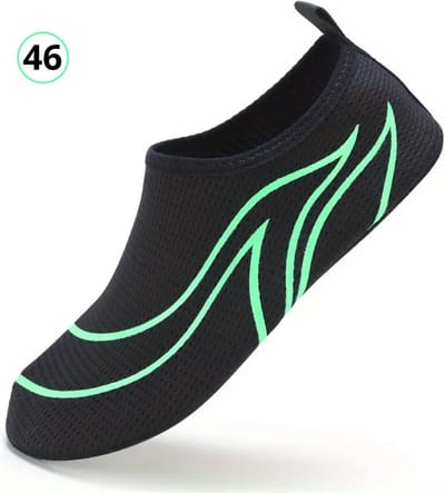 Livano Waterschoenen Voor Kinderen & Volwassenen - Aqua Shoes - Aquaschoenen - Afzwemschoenen - Zwemles Schoenen - Zwart & Groen - Maat 46