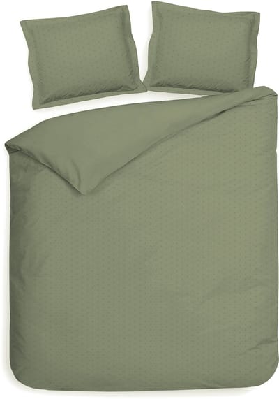 Heckettlane Dekbedovertrek Punto - Bedlinnen met Stippen - 200x200-220 cm - Tweepersoons - Groen - Dekbedovertrek van 100% Katoen-Satijn