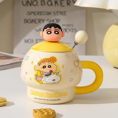 Tasse Mignonne Crayon Shin Chan Tasse en Céramique de Haut Niveau d'Apparence pour Filles Tasse à Café Lait pour le Bureau Cadeau d'Anniversaire
