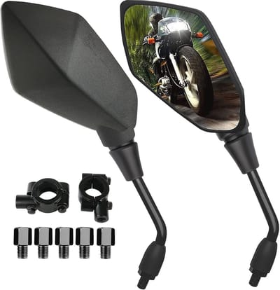 Universele Motorzijspiegels Set van 2 met 7/8 inch Stuuruiteinden en Inclusief Schroefdraadbouten