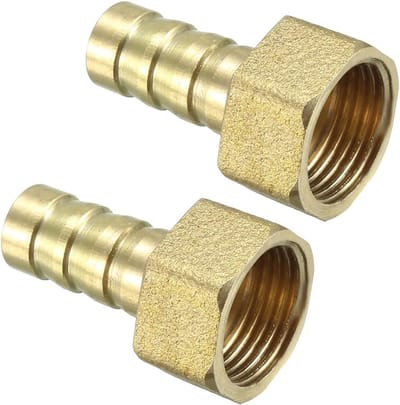 10mm Spines x 3/8 PT Female Thread Messing Slang Schroefverbinding - 2 Stuks Gouden Pijpverbinder voor Slangverbindingen