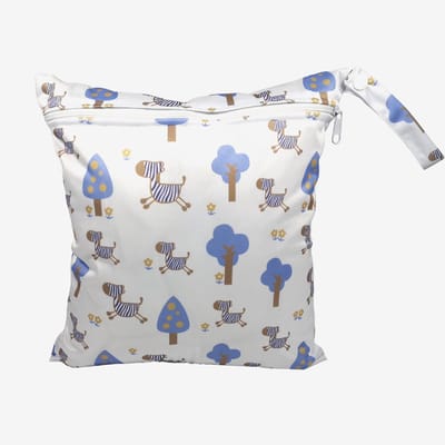 Strandtas met ritssluiting – Waterdichte strandtas – Luiertas – 28x30 cm –Blauwe zebra K241