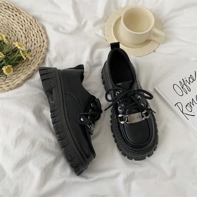 Zwarte, verborgen lift Britse leren schoenen All-Match damesschoenen Jk Retro Loafers Platformschoenen Mary Jane schoenen 40 gray