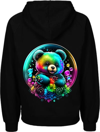 Hoodie voor meisje voor jongen-beertje met kleuren-zwart-Maat 86/92