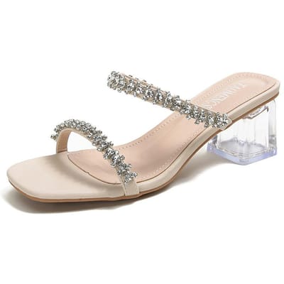 Sandalen voor Dames Feeënstijl Lieflijke Middenhiel Niche Design Strass Hoge Hakken Maat Maat Damesschoenen 42 gray
