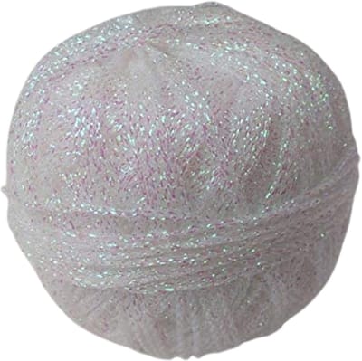 Haakgaren, metallic glitter, wit, 50 g, 350 m, fijn glansgaren om te haken, voor doe-het-zelf sjaals, wraps en tassen