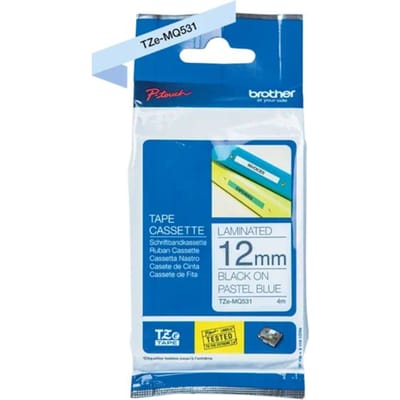 Brother TZe-MQ531 Labeltape pastel Kunststof Tapekleur: Pastelblauw Tekstkleur: Zwart 12 mm 4 m