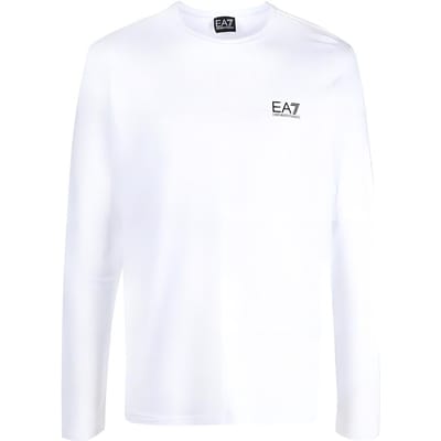 Emporio Armani EA7 Print Logo Marque Col Rond Manches Longues T-shirt Homme tops Blanc Clair 3RPT08-PJLBZ-1100 L white