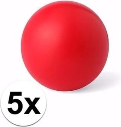 5 rode anti stressballetjes 6 cm - stressbal