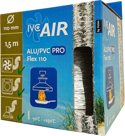 IVC Air flexibele aluminium luchtslang | tot 250°C | Ø 110 mm | 1.5 mtr