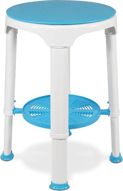 Aidapt Douchekruk met draaibare zitting en opbergplank - Blauw/Wit