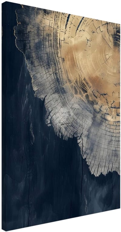 Canvas Schilderij - Abstract wood rings 50x70 cm - Abstract Wanddecoratie Woonkamer & Slaapkamer