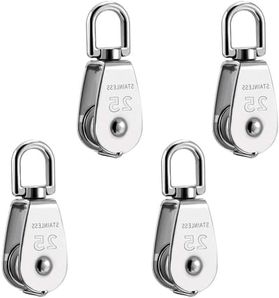 RVS Katrol Blokken Set - Zware Enkele Draaibare Katrol Wiel - Hijskabel - 4 Stuks