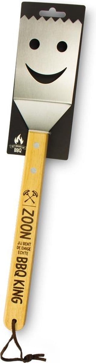 Barbecue spatel met tekst Zoon jij bent de enige bbq king