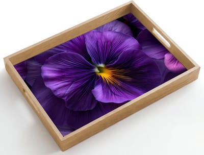 Dienblad hout 50x35 cm - Schootdienblad - Paars - Viool - Diepte - Borrelplank rechthoek - Plateau dienbladen