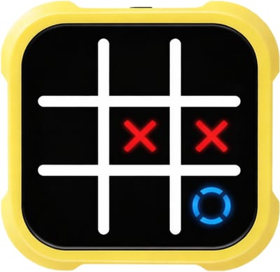 FoxieGo Boter Kaas en Eieren Spel 3-in-1 – Tic Tac Toe – Whack A Mole – Geheugenspel – Elektronisch Spel met Licht & Geluid – Inclusief Opbergtasje – Reisspel voor Kinderen – Educatief Speelgoed – 6+ - Geel