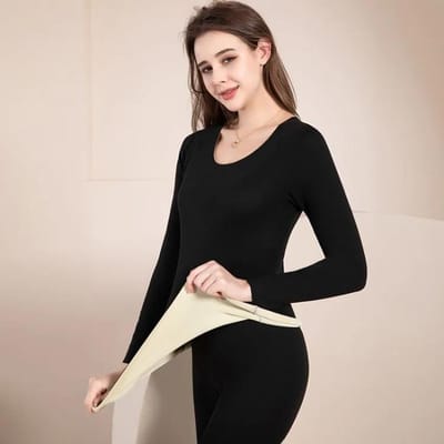 Set Lange Onderkleding Dames Ronde Hals Thermische Onderkleding Dames Basis Top Herfst en Winter Nieuwe Pasvorm 2XL white