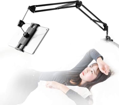 Famanu – Tablet houder voor bed met aluminium arm 360 graden draaibaar voor tablet en telefoon