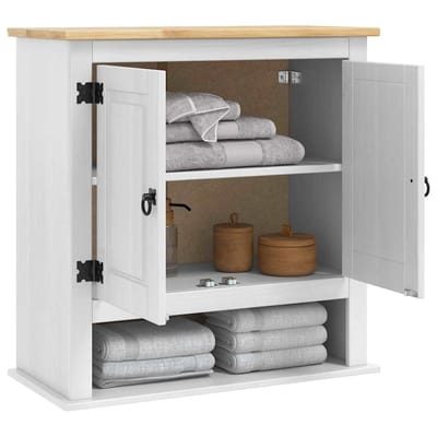 vidaXL - Hangkast - CORONA - Wit - 70 - x - 33 - x - 71,5 - cm - Massief - grenenhout