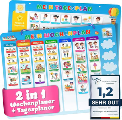 Famanu - weekplanner + dagplanner – 2-in-1 routine bord voor kinderen – Inclusief magneten en stickers