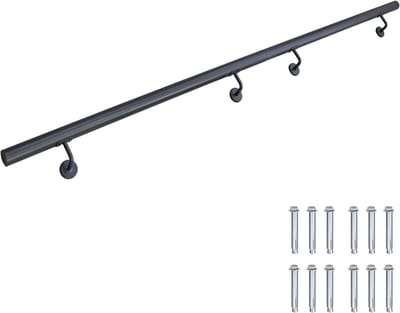 Wandleuning RVS - Trapleuning Huis - Trap Veiligheid - Eenvoudige Installatie - 200 cm - Antraciet