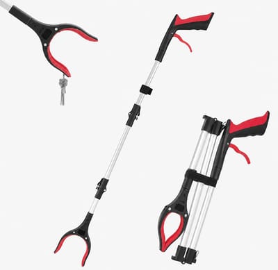 Grijper - Afvalgrijper - Inclusief magneet -Extra Lange Grijpstok voor Ouderen en Minderbepaalde Mobiliteit - 109 cm Reacher Grijper met 360° Draaibare Kop - Hand Bereikhulp met Magneet en Antislip - rode