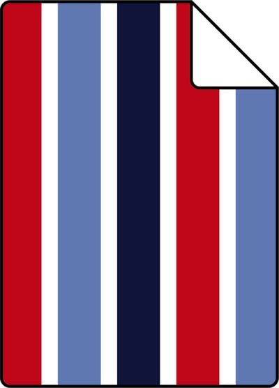 Proefstaal ESTAhome behang verticale strepen donkerblauw, rood en wit - 26.5 x 21 cm - 138705-S