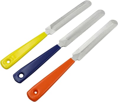 3-delige gitaarnokhoutfijlset, sleufzaag, gitaarsnaar aanpassingsgereedschapsset voor gitaar, ukelele, bas, banjo (oranje, geel, blauw)