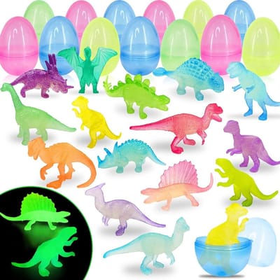 Paaseieren met Dinosaurus Speelgoed - Verrassingseieren Lichtgevende Eieren - Paaseieren Jacht - In het Donker Lichtgevend - 36 Stuks