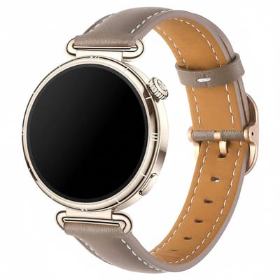 Leren bandje - geschikt voor Garmin Venu 2s / 3s / 4 (41mm) / Vivoactive 4s / Forerunner 255s / 265s - Huawei Watch GT 5 Pro - 42mm / GT 6 / GT 5 / GT 4 - 41mm - leer - beige